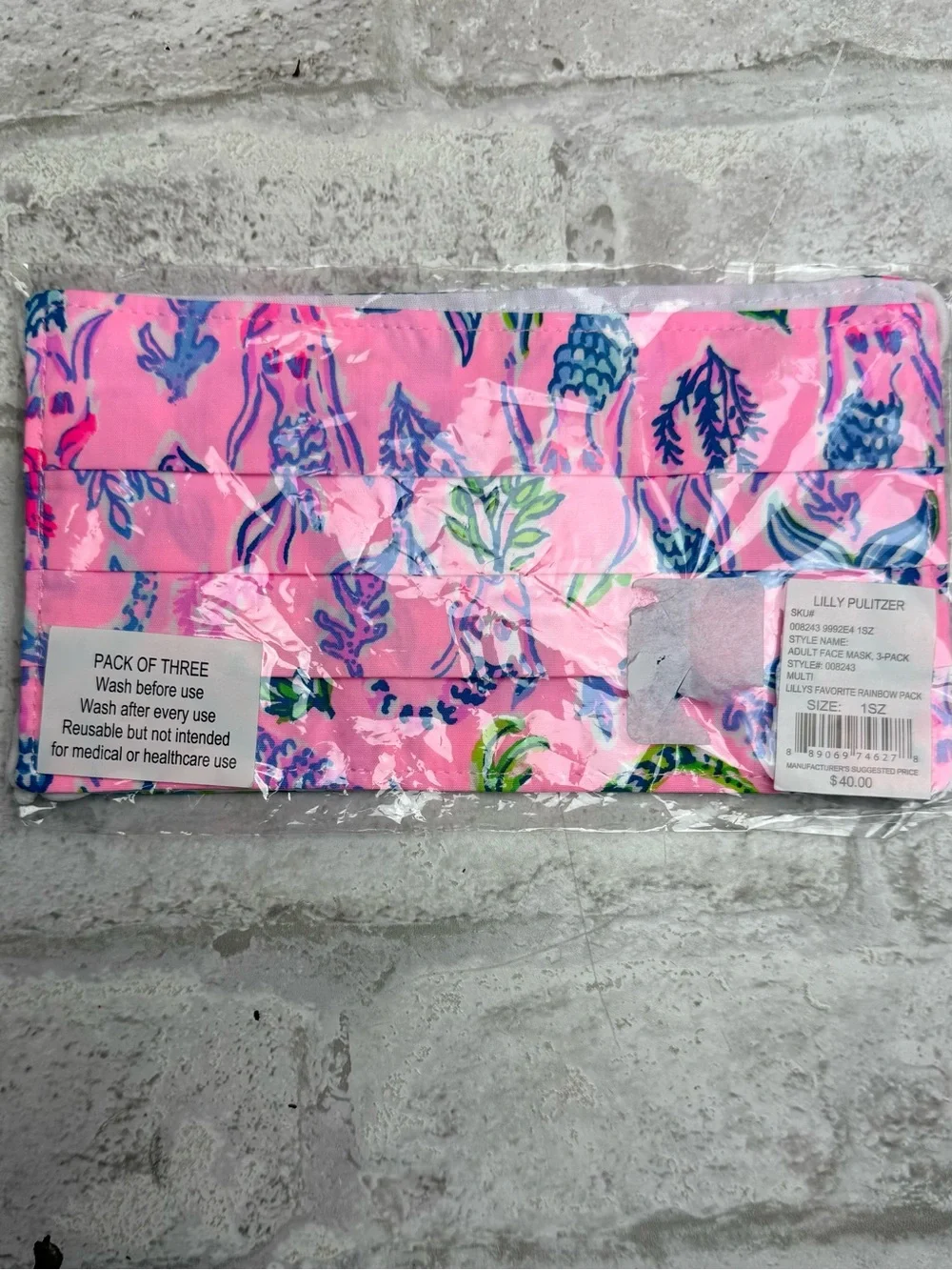 Lilly Pulitzer Face Mask 3 Pack NEW NWT Lilly’s Favorite Rainbow Pack😍